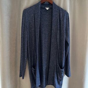 J.Crew Long Open-Front Cardigan – Heathered Navy – Women’s Small